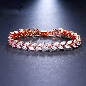 Wedding Bridal Bracelet 18k Rose Gold Plated Grade 3A Cubic Zirconia Bracelets